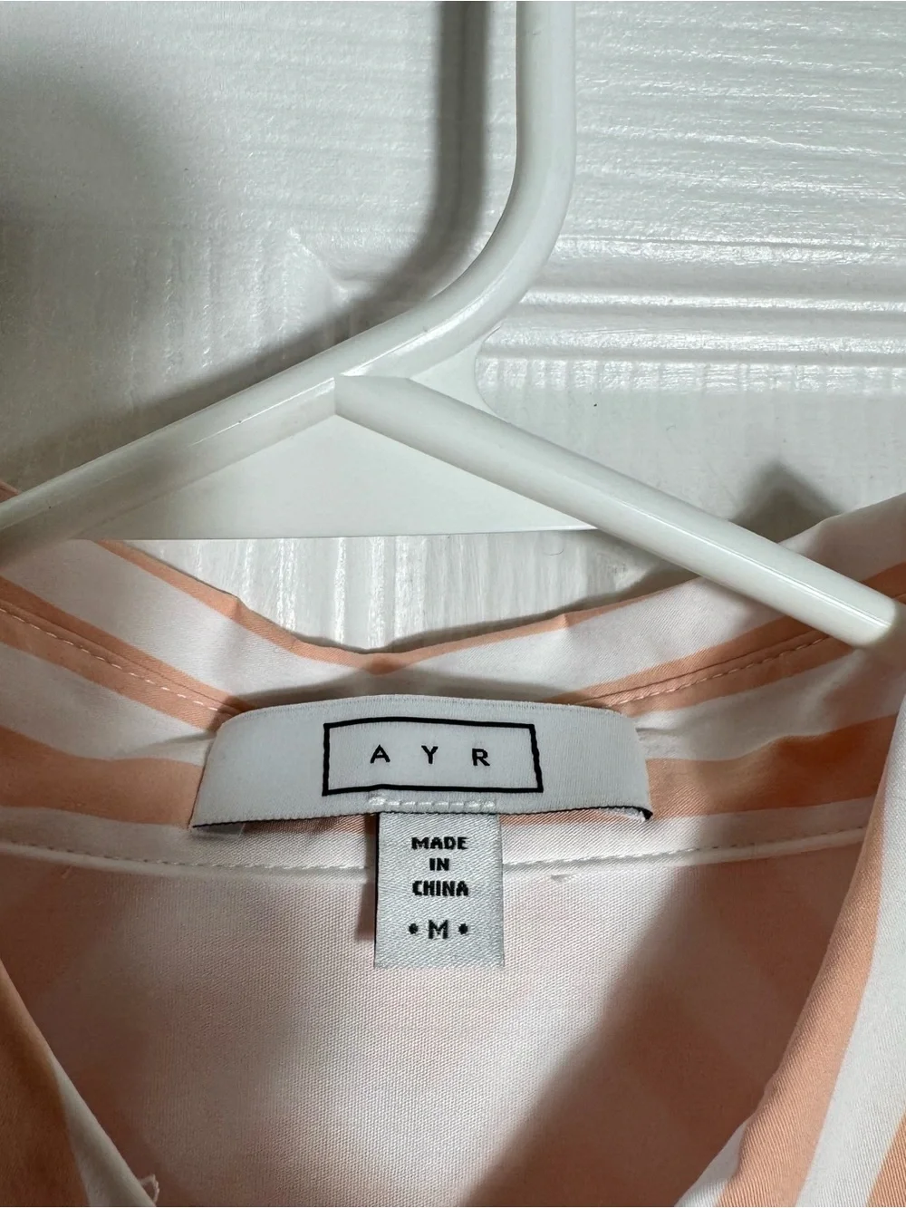 AYR The Deep End Oversized Shirt Peach Stripe Button Down Size MD - Picture 4 of 10